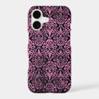 Victorian Grunge Distressed Worn Pink Black Damask