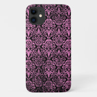 Victorian Grunge Distressed Worn Pink Black Damask