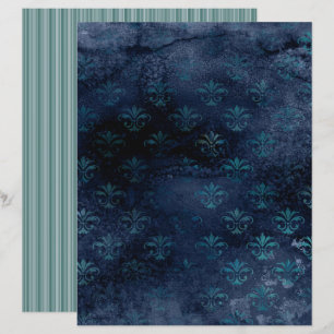 Victorian Grunge Gothic Blue Scrapbook Paper