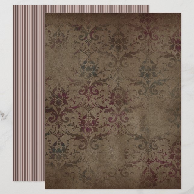 Victorian Grunge Gothic Brown Scrapbook Paper (Front/Back)