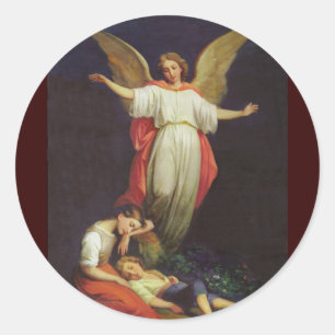 Victorian Guardian Angel Classic Round Sticker