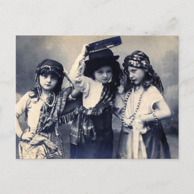 Victorian Gypsy Children Postcard (Front)