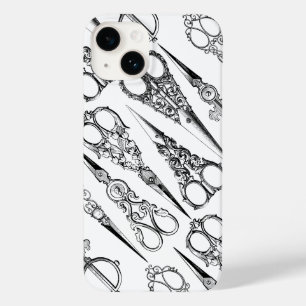 Victorian hairdresser scissors elegant black white Case-Mate iPhone 14 case