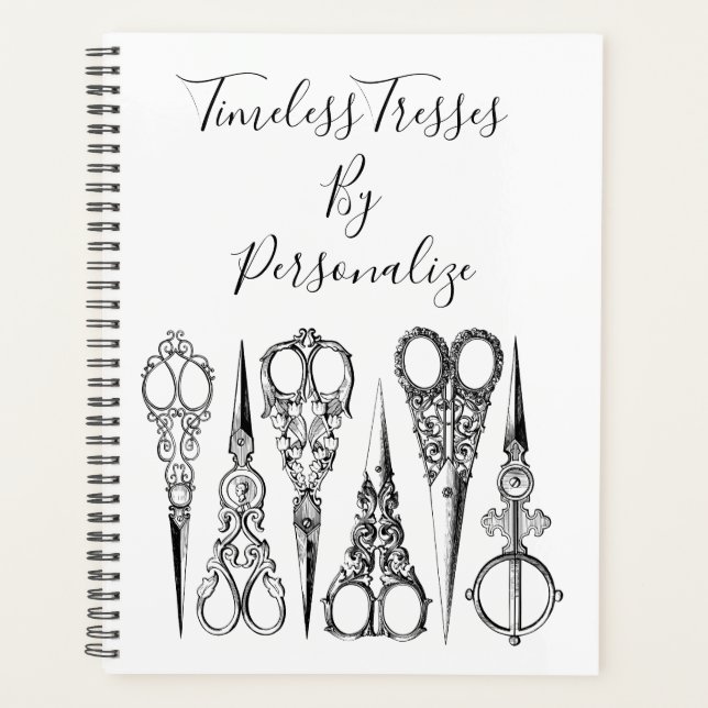 Victorian hairdresser scissors elegant  planner (Front)