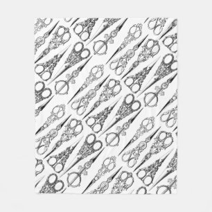 Victorian hairdresser sewing scissors elegant  fleece blanket
