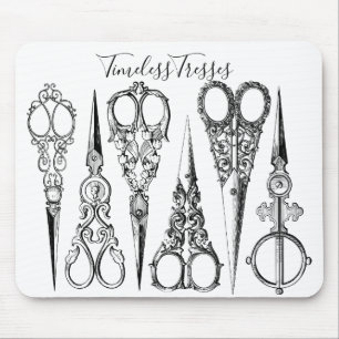 Victorian hairdresser sewing scissors elegant  mouse mat