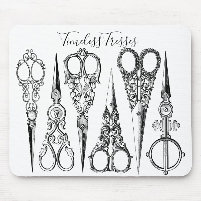 Victorian hairdresser sewing scissors elegant  mouse mat (Front)