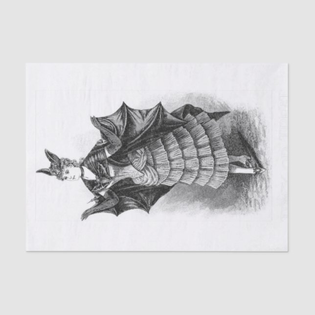 Victorian Halloween costume bat decoupage Tissue Paper (Front)