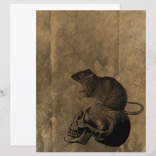Victorian Halloween Gothic Mouse Scrapbook Paper (Front/Back)