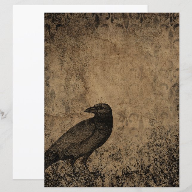 Victorian Halloween Gothic Raven Scrapbook Paper (Front/Back)