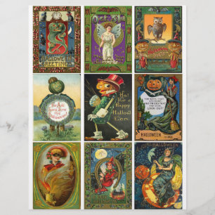 Victorian Halloween Trading Cards Clipart