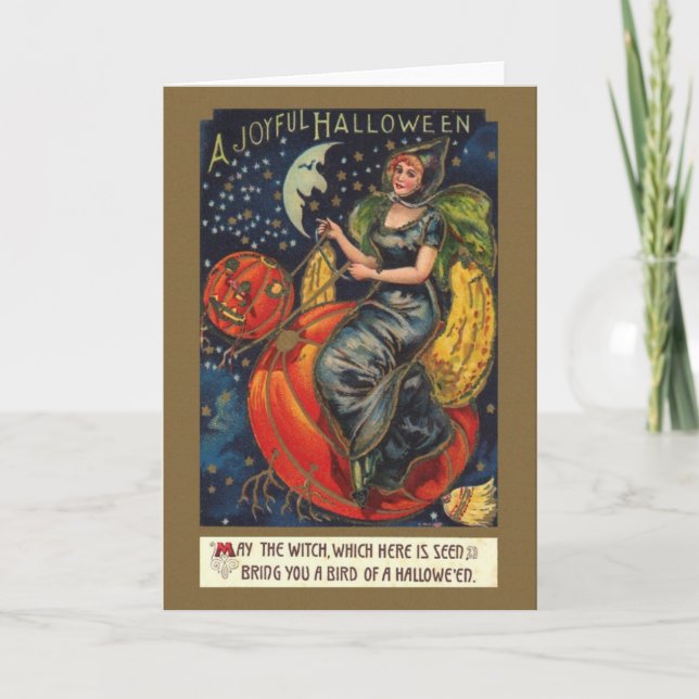Victorian Halloween Witch Greeting Card (Front)