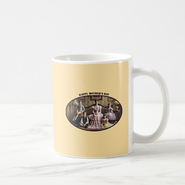 Victorian Happy Mother's Day Mum with Children URM Coffee Mug (Right)