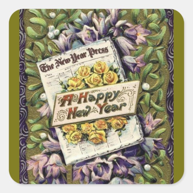 Victorian Happy New Year Stickers (Front)