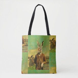 Victorian Hare  All Over Print Tote Bag