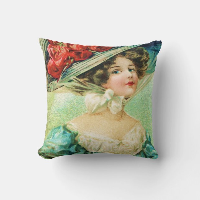 Victorian Hat Lady Cushion (Front)