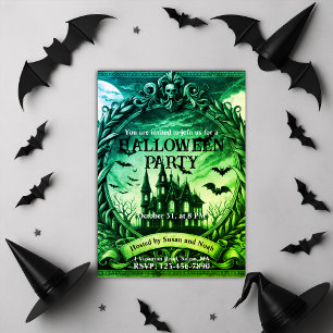  Victorian Haunted House Gothic Halloween Party Invitation