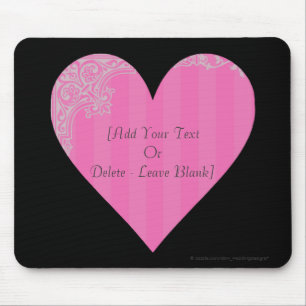 Victorian Heart - Pink & Grey Mouse Mat