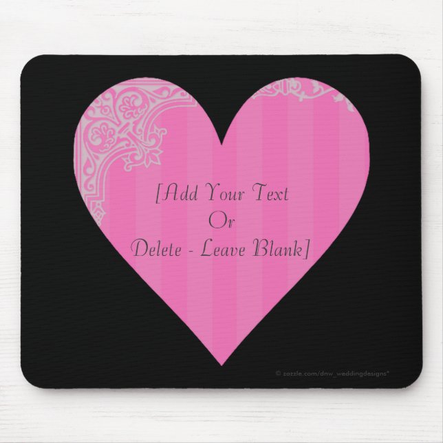 Victorian Heart - Pink & Grey Mouse Mat (Front)