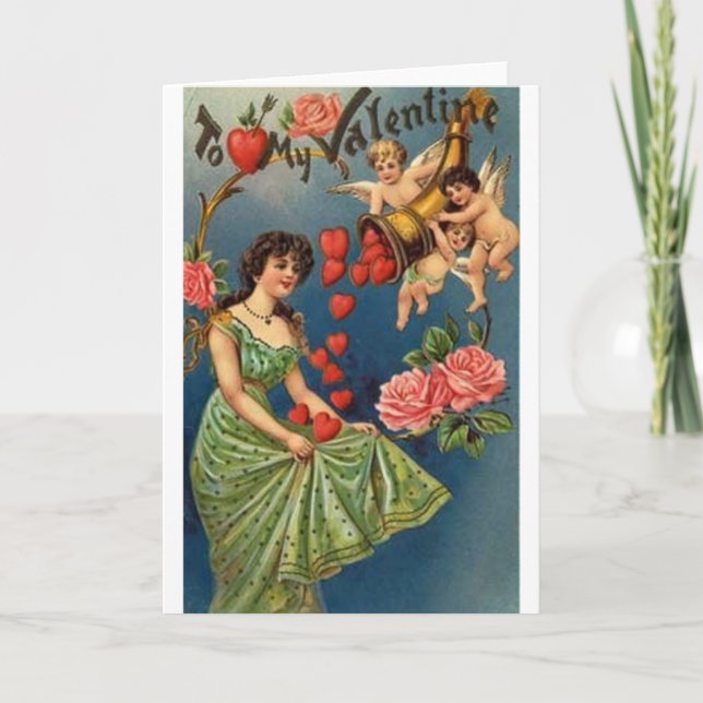 Victorian Heart Shower Valentine's Day Card (Front)