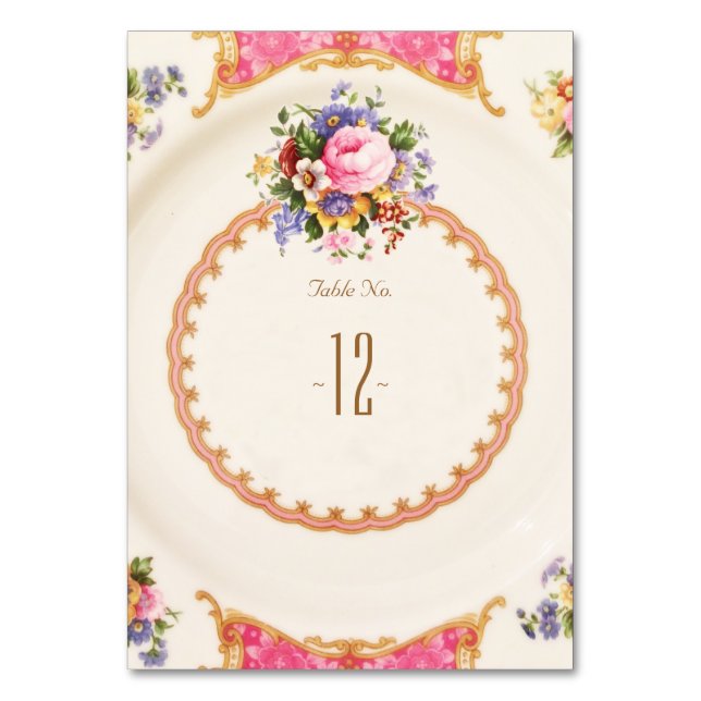 Victorian High Tea Garden Party Table Number Card (Front)