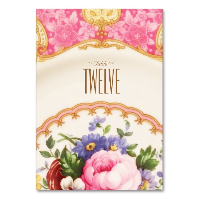 Victorian High Tea Garden Party Table Number Card (Front)
