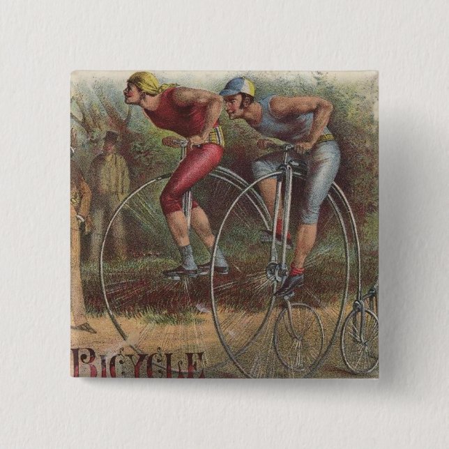 Victorian High Wheel Bicycles 15 Cm Square Badge (Front)