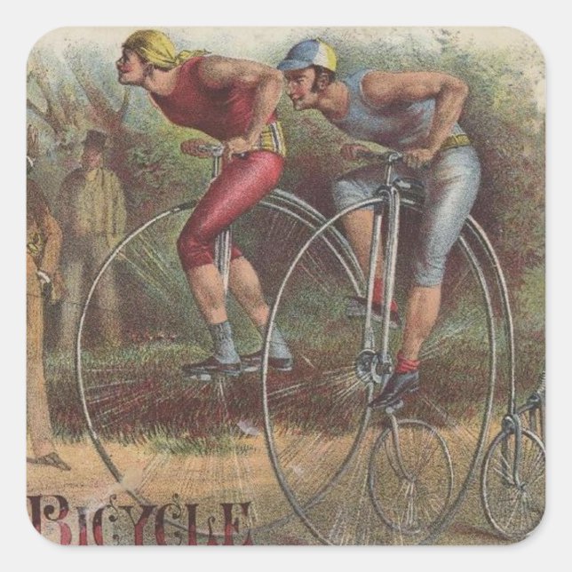 Victorian High Wheel Bicycles Square Sticker (Front)