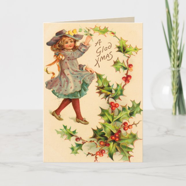 Victorian Holiday Christmas Card, Holidays,Vintage (Front)