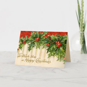 Victorian Holly Christmas Card