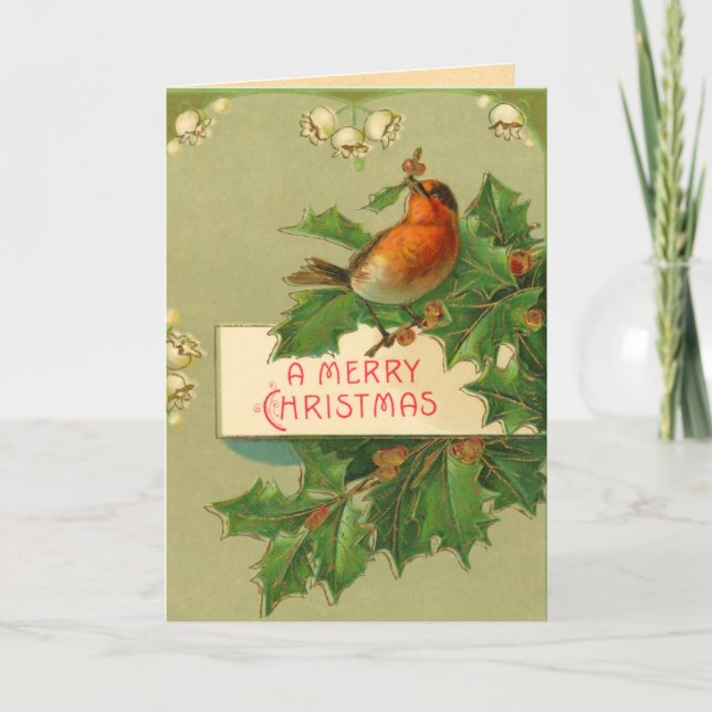 Victorian Holly Christmas Card (Front)