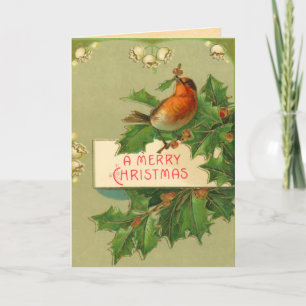 Victorian Holly Christmas Card