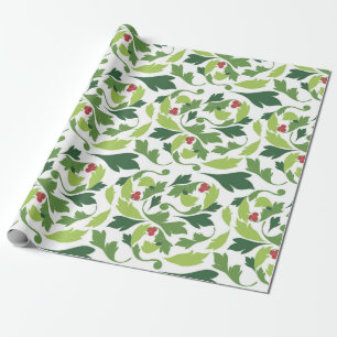 Victorian Holly Leaves Christmas Wrapping Paper