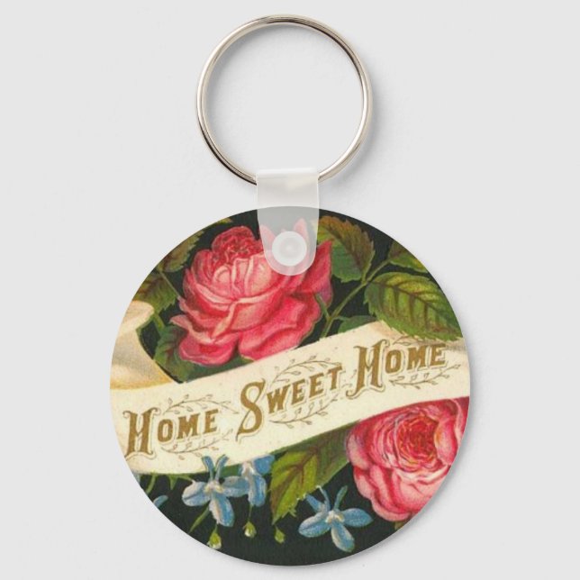 Victorian Home Sweet Home Roses Key Ring (Front)