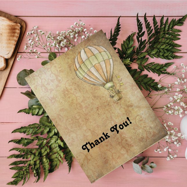 Victorian Hot Air Balloon Steampunk  Thank You Card (Creator Uploaded)