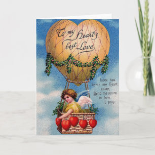 Victorian Hot Air Balloon Valentine's Day Card