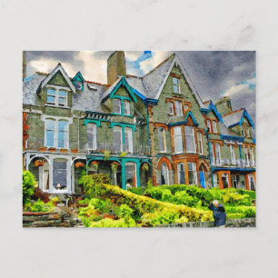 Victorian house in Keswick painted in watercolor Postcard