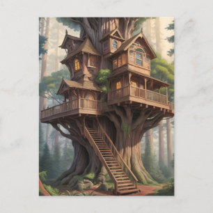 victorian house in tree  postcard