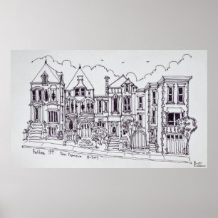 Victorian Houses San Francisco, California Poster