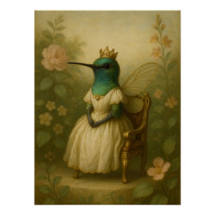 Victorian Hummingbird Queen Majestic Fairy Bird Poster