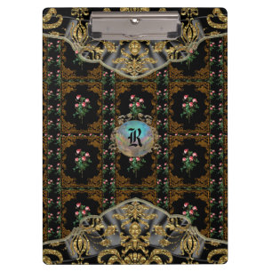 Victorian II Lashers Elegant Floral Monogram Clipboard