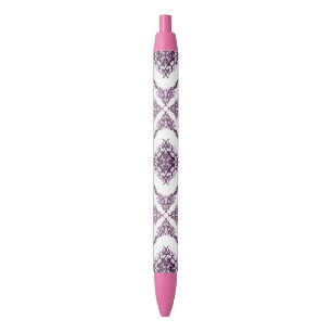 Victorian Inspired Purple Fractal Diamond Design Black Ink Pen