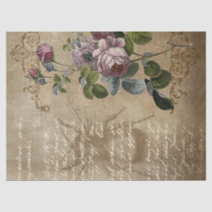 Victorian Inspired Purple Roses and Beetle Tissue Paper