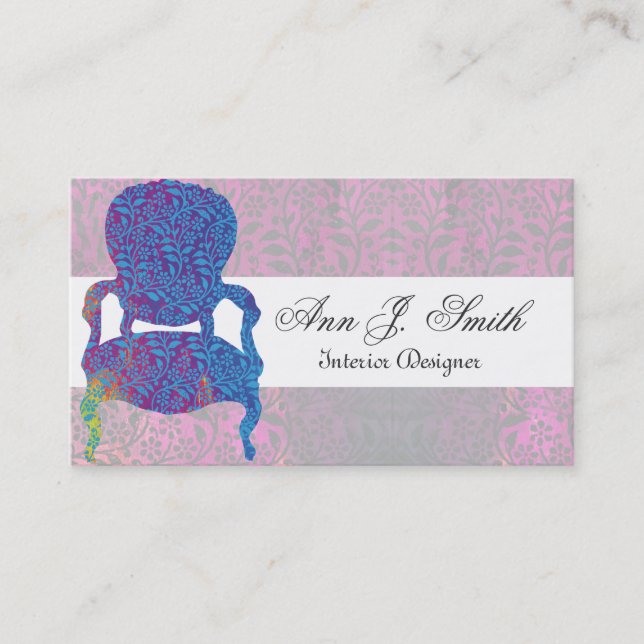 Victorian Interior Design  Decor Floral Furniture Business Card (Front)