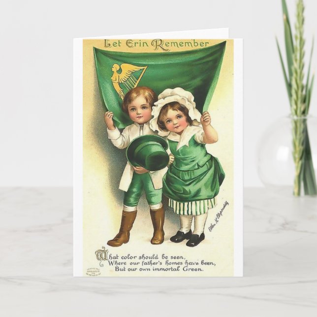 Victorian Irish Children St. Patrick's Day Card (Front)