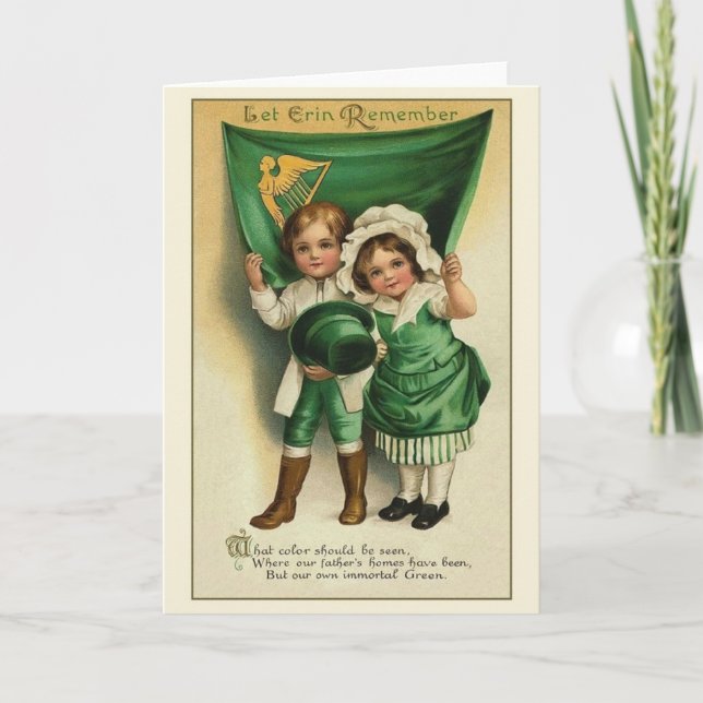 Victorian Irish Children St. Patrick's Day Card (Front)