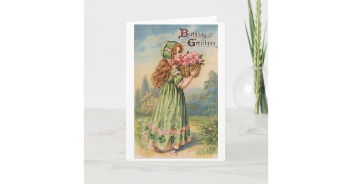 Victorian Irish Girl Birthday Card Zazzle.co.uk