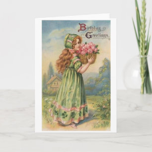 Victorian Irish Girl Birthday Card