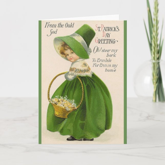 Victorian Irish Girl St. Patrick's Day Card (Front)