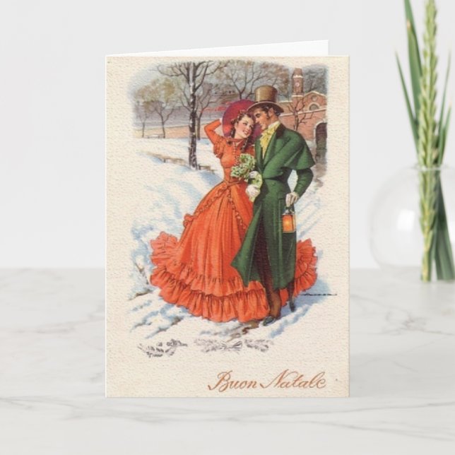 Victorian Italian Christmas Greeting Card (Front)